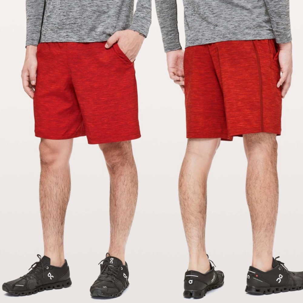 Lululemon Pace Breaker Short 9" Linerless Heather Allover Solar Orange Magma - M